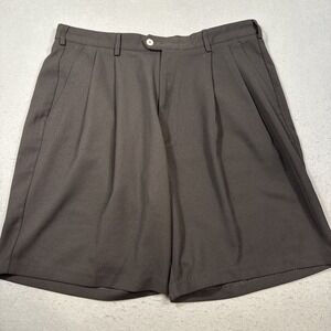 Alan Flusser Men's 36 Performance Golf Shorts Ocean BLACK Pleated